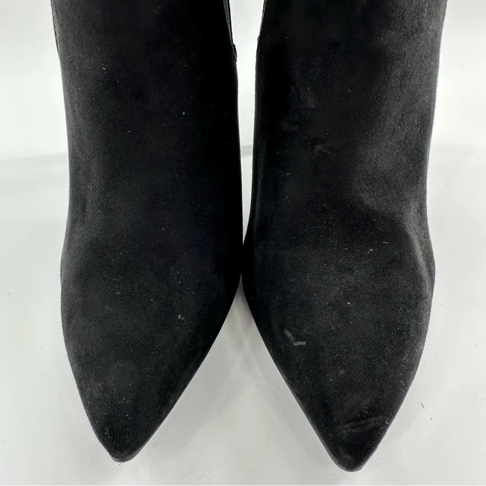 New look womens pointy toe ankle boots size 40 black faux suede stilettos